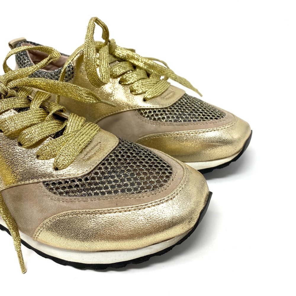 🌸Spring Sale🌸 Fashion Women’s Sneakers Leather Mesh Gold Size 8 - Picture 3 of 8